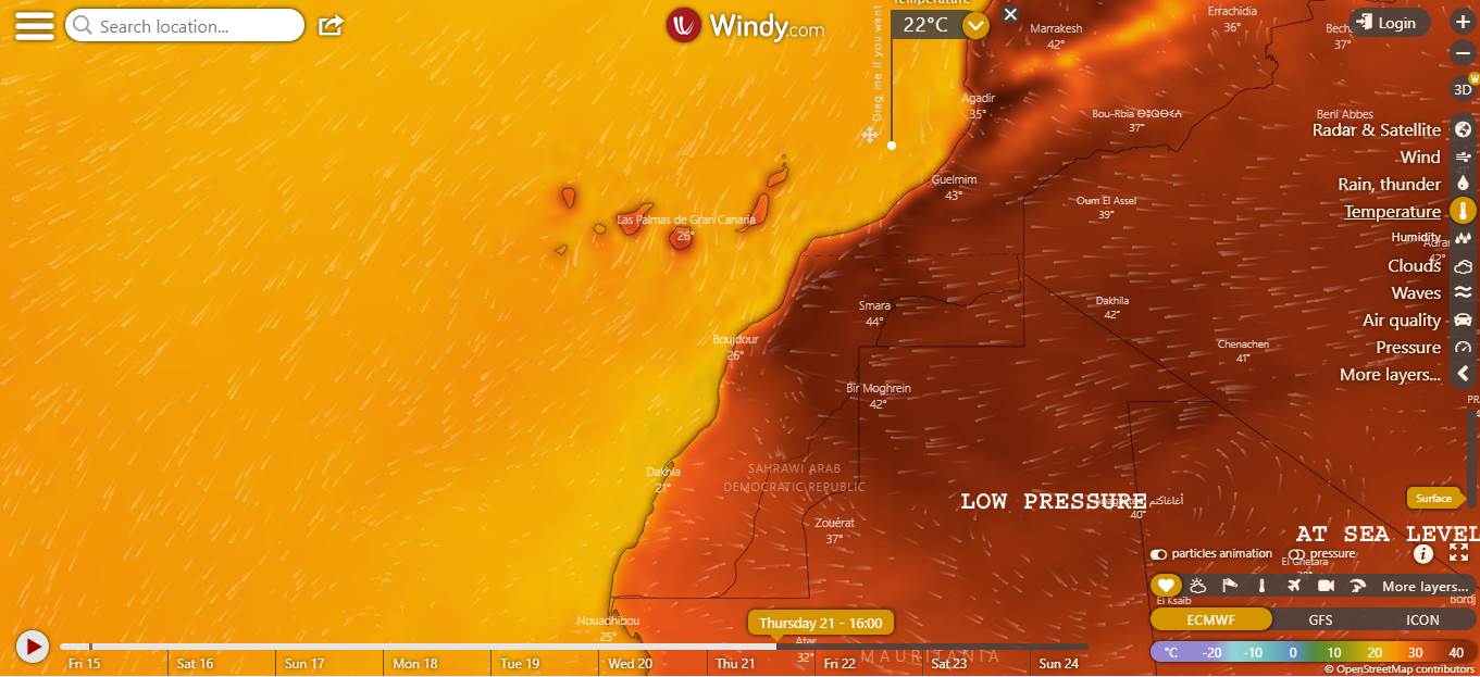 CI sea level temp and winds