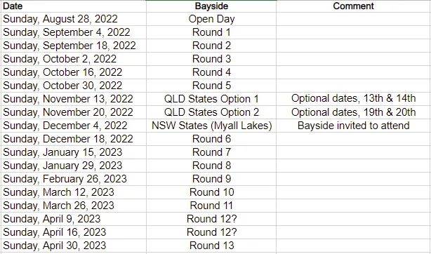 Bayside calendar