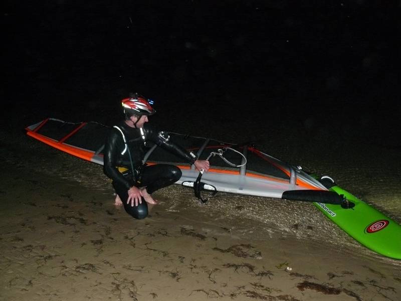 Sandy Point night sailing. Craig and Mat