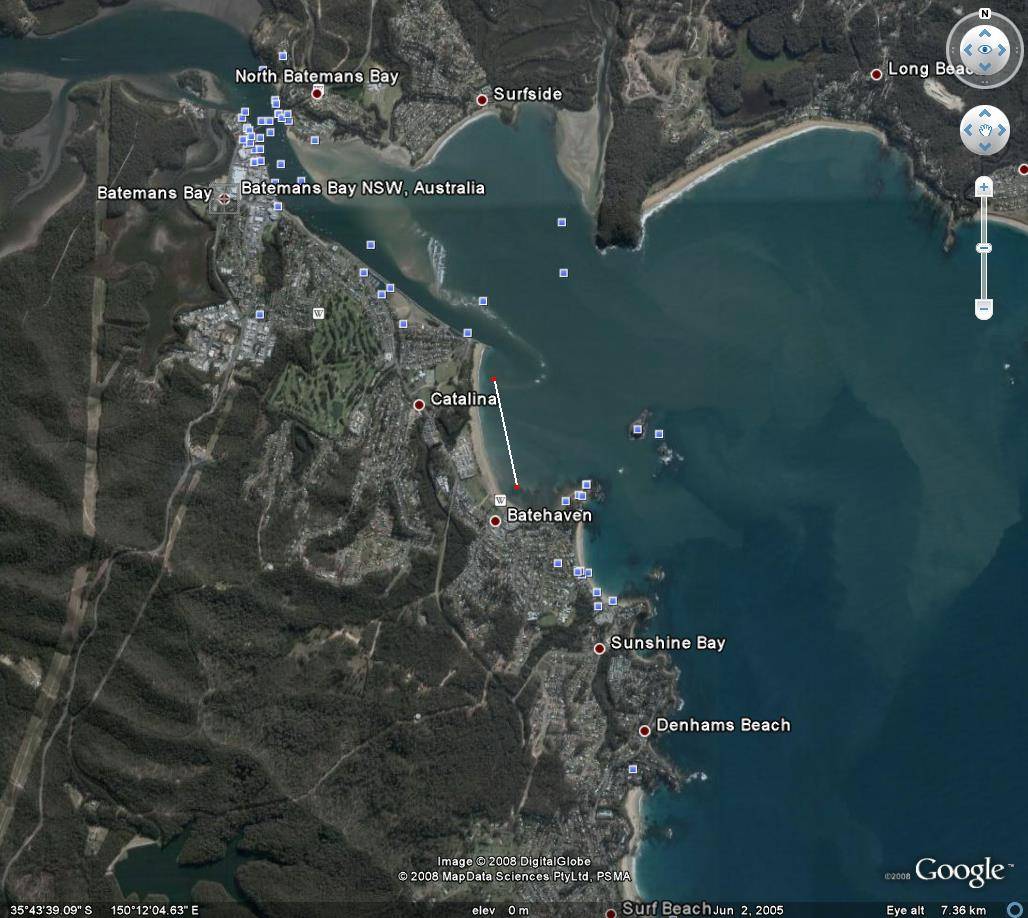 Batemans Bay from Google Earth