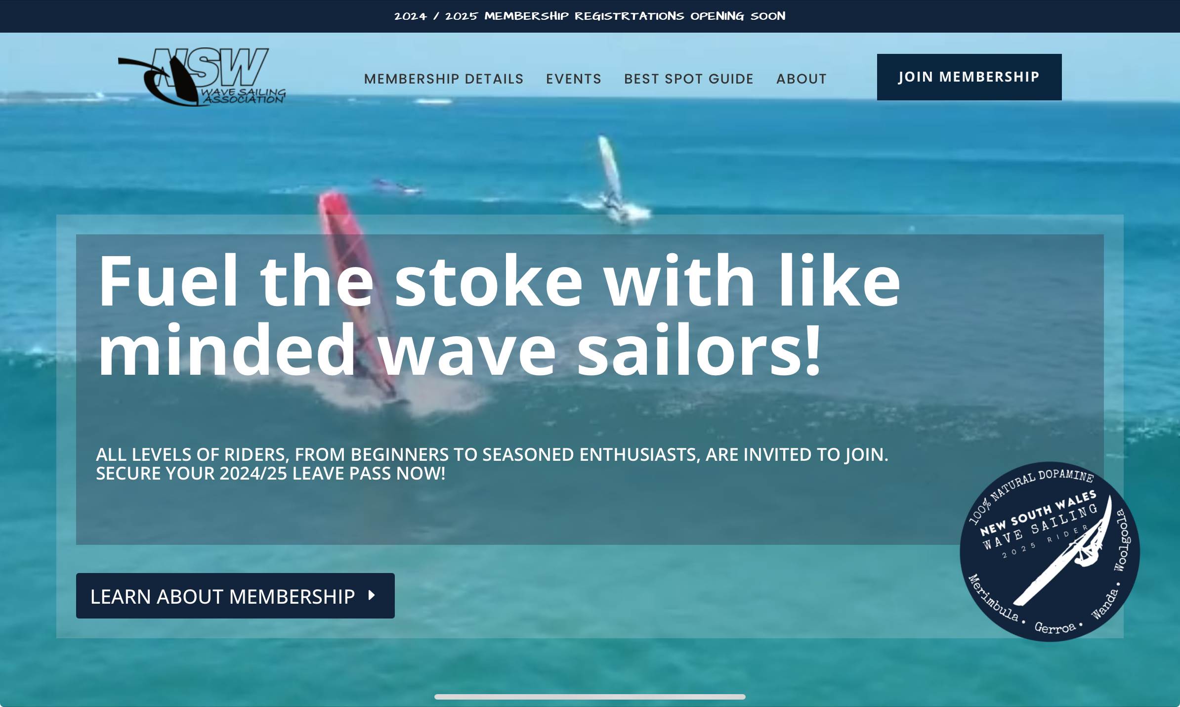 Fresh new website for NSW wave sailing