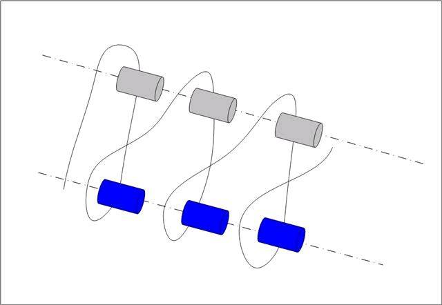 looping the downhaul through the pulleys