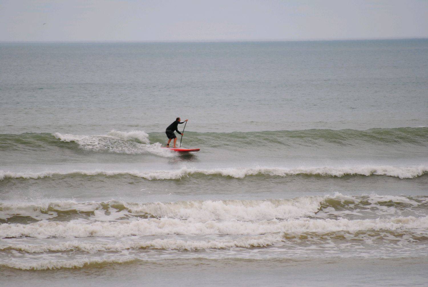 The wind didn't arrive but small wave SUPn was fun