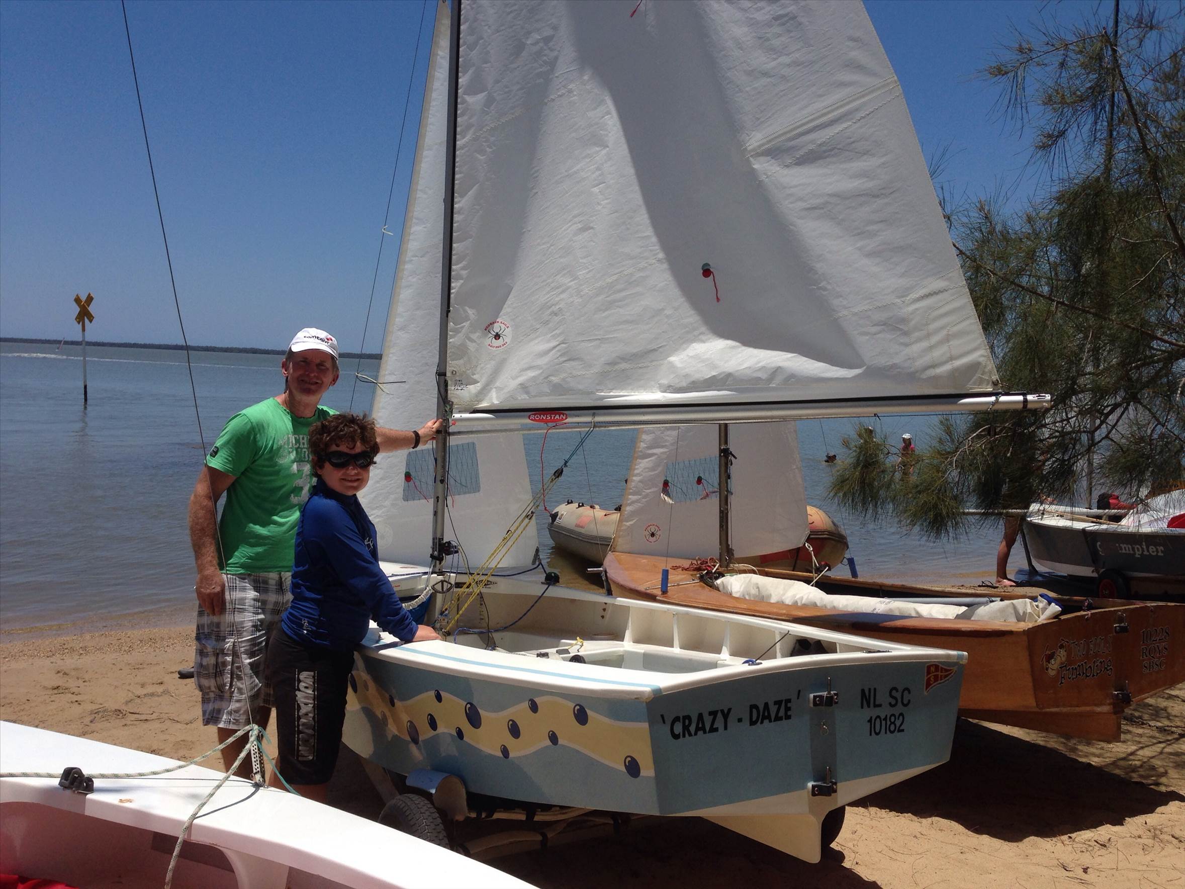 Max and Jim prepping for race