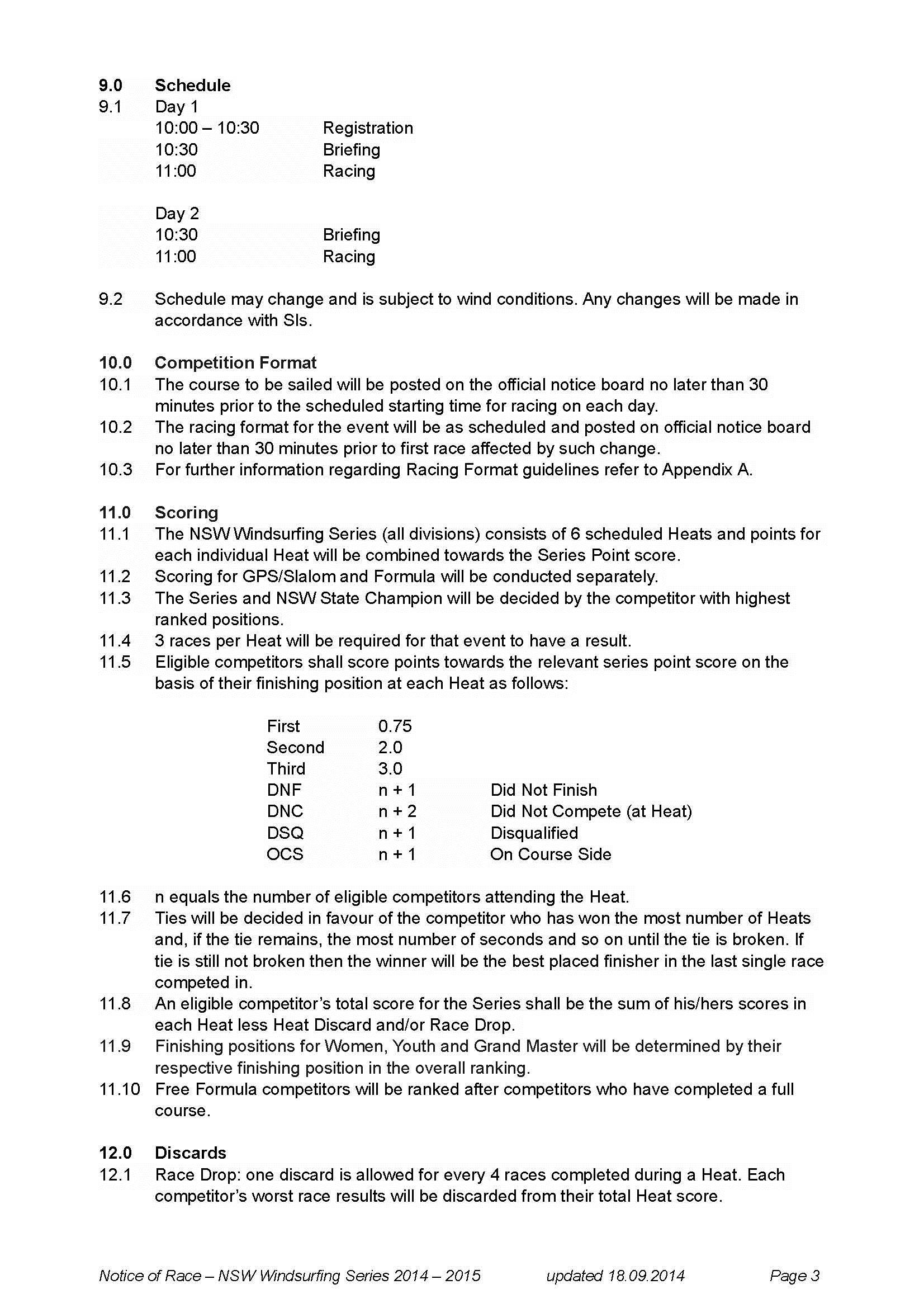 NSW Windsurfing Series 2014 - 2015