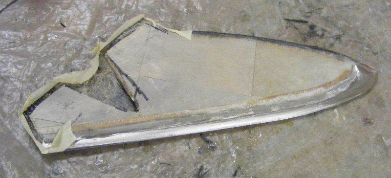 balsa stainless fin prepared for micro fibre bog