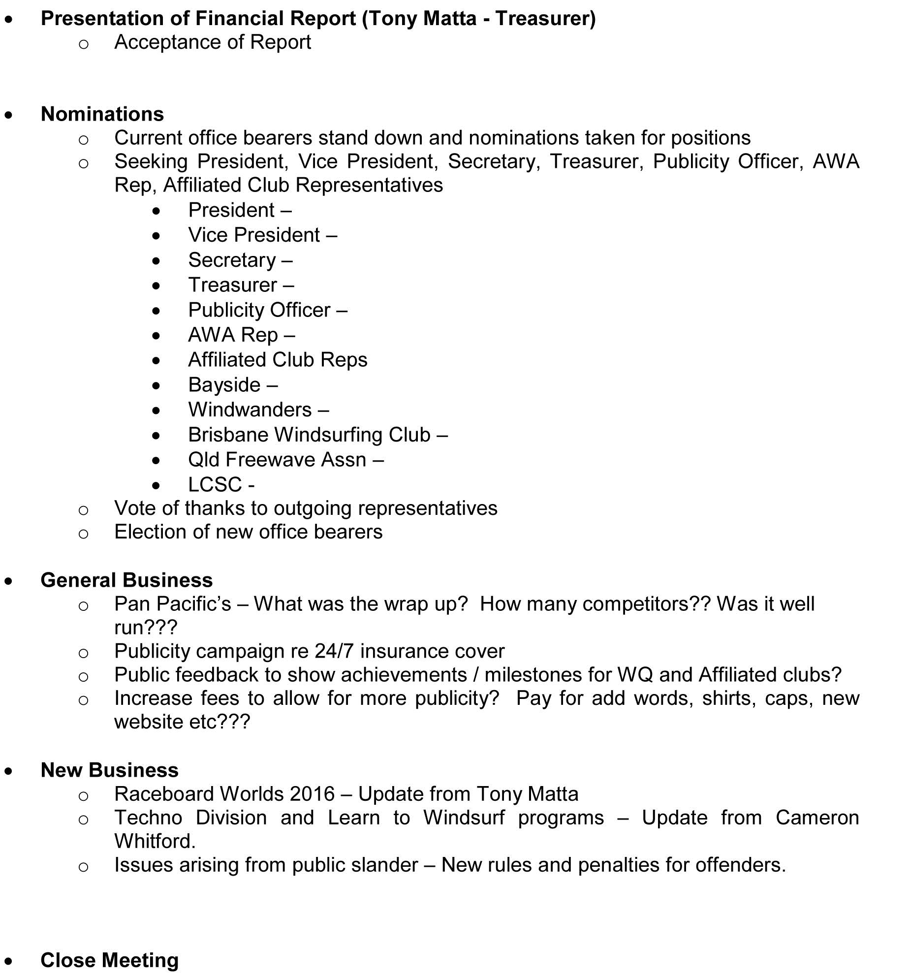 AGM Agenda