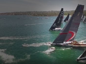 100ft Maxi Sails Between Spectator Boats- only cm to spare! - Sailing News