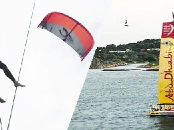 Jacobsen jumps from Azzam's mast tip. - Kitesurfing News
